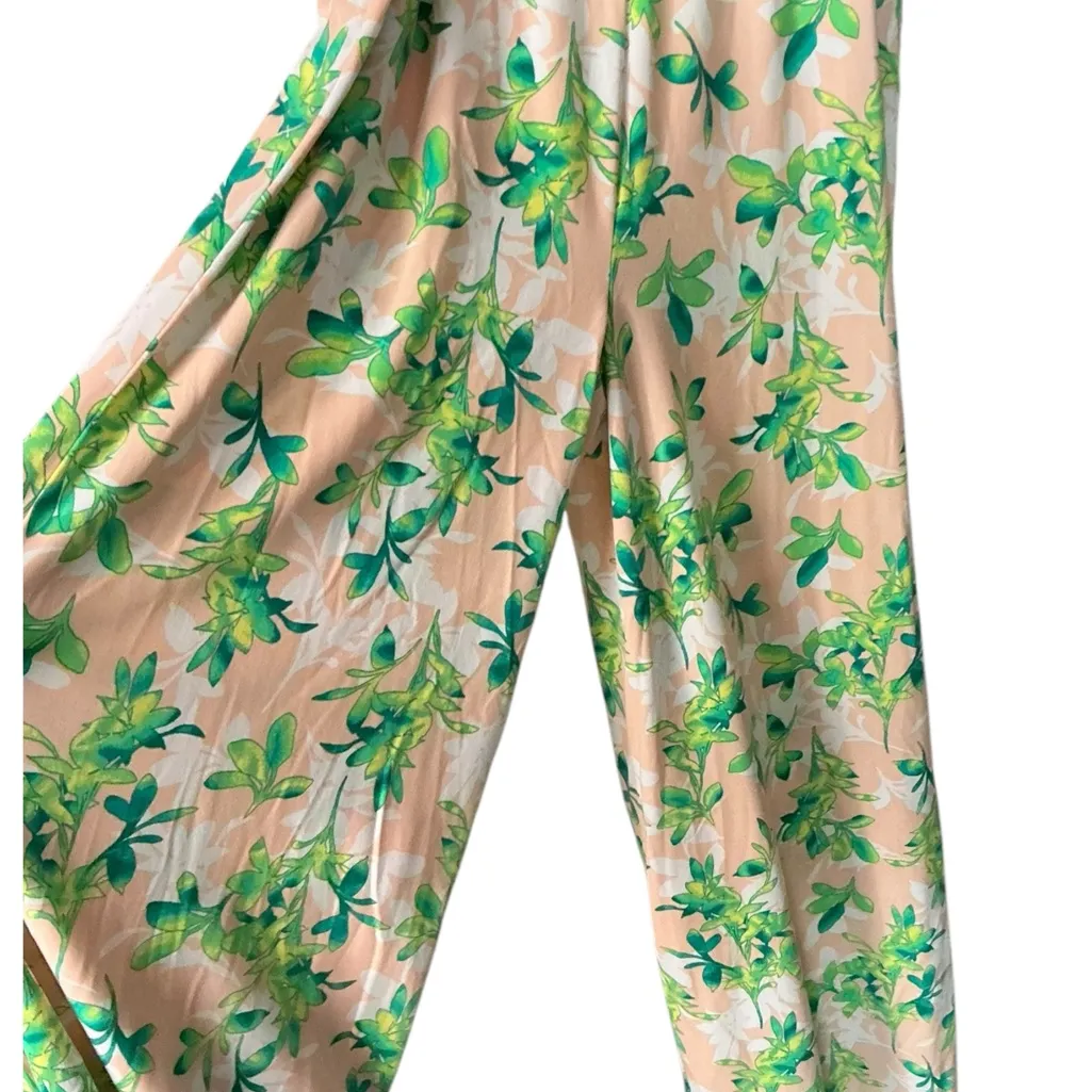 Christian Siriano Leaf Print Jumpsuit - Green and Cream - Image 4