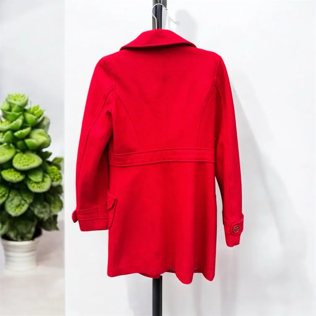 Tulle by Anthropologie Wool Blend Pea Coat Medium Red - Image 2