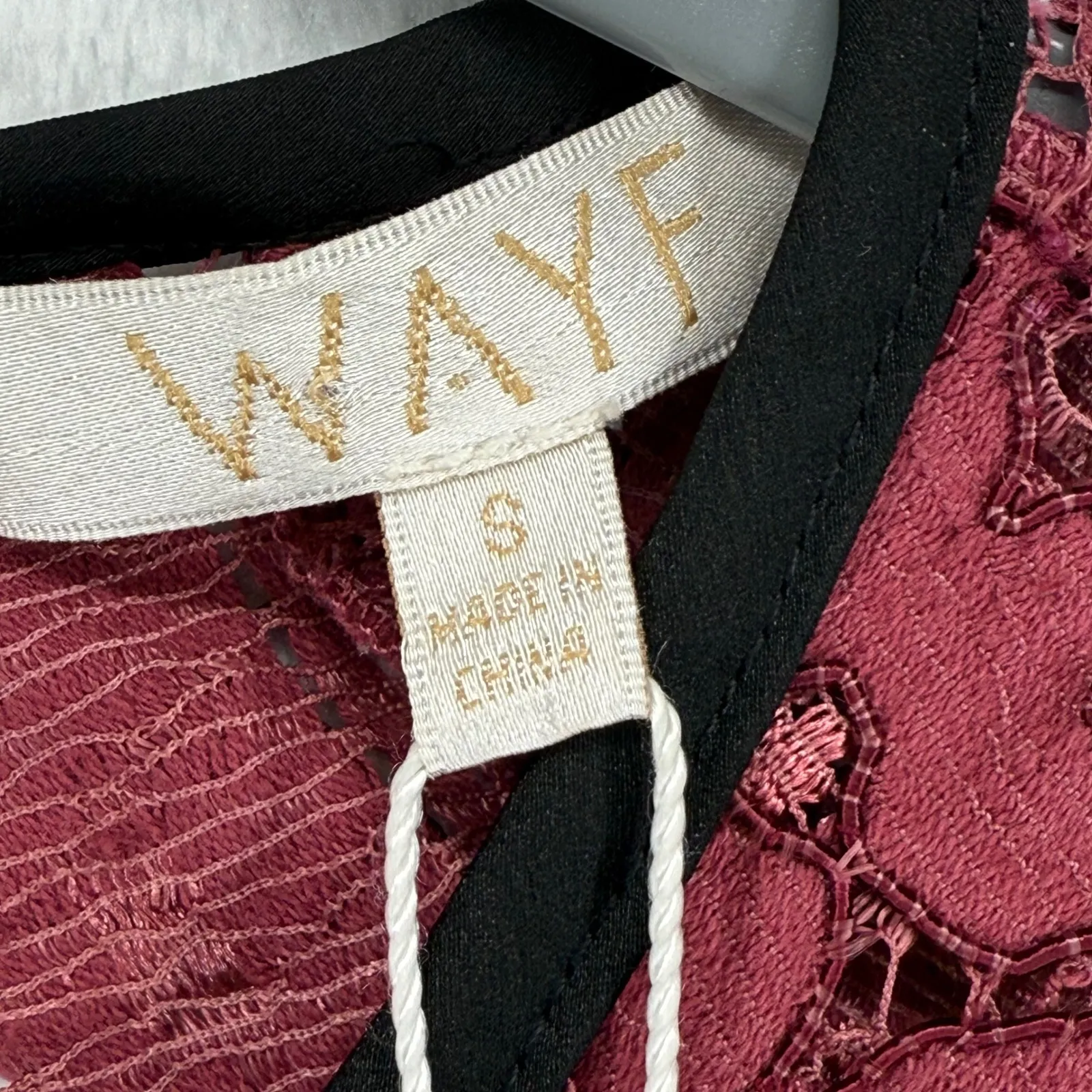 WAYF‎ Aubergine Lace Dress Floral Cap Sleeve Lined Party Cocktail Small - Image 6