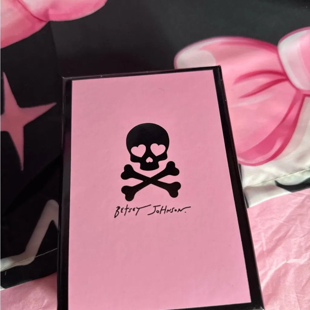 Betsey Johnson Teddy Bear Pink Safety Pin Gem Detailed Keychain - Image 5