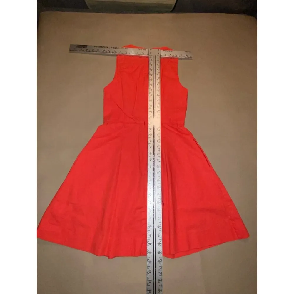 Gap Sleeveless ALine Dress Rose Bush Red Cotton Blend Size 02 - Image 10