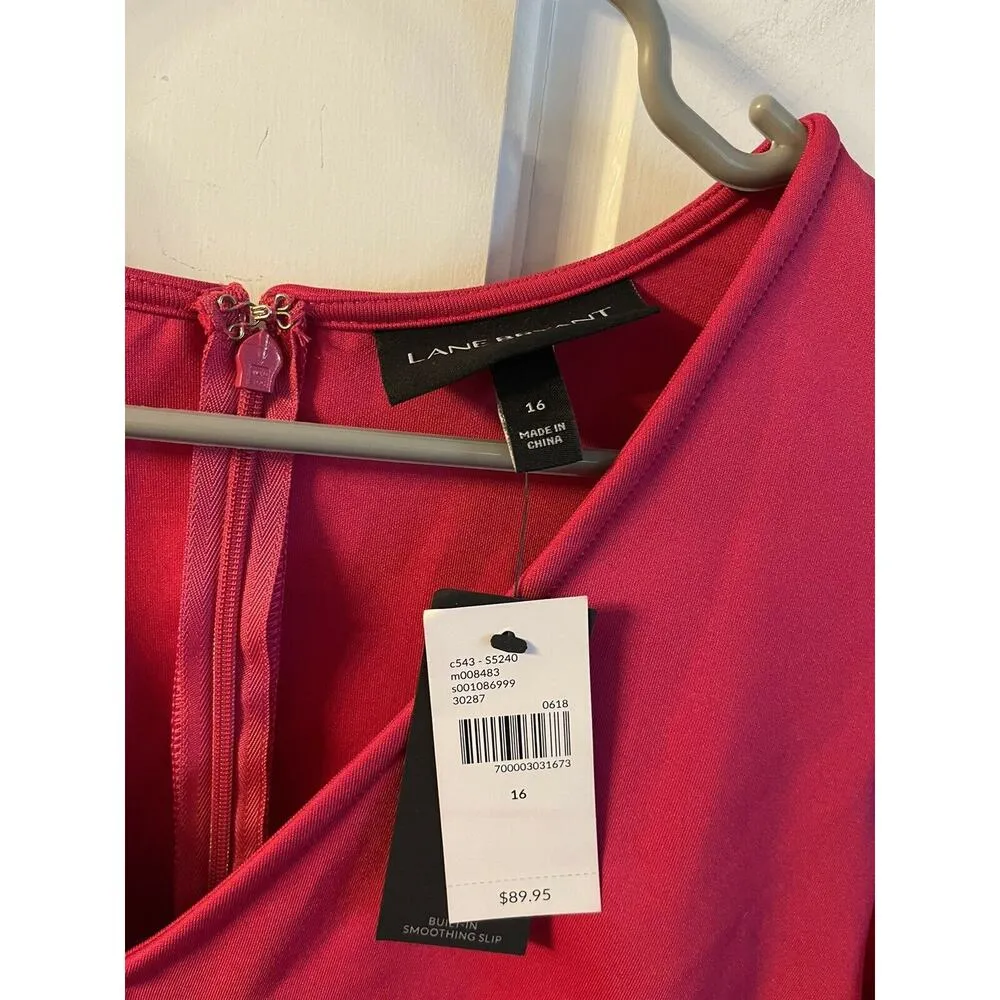 LANE BRYANT Dress Plus Size 16 Sheath Pink Cold Shoulder Smoothing Slip NEW - Image 4