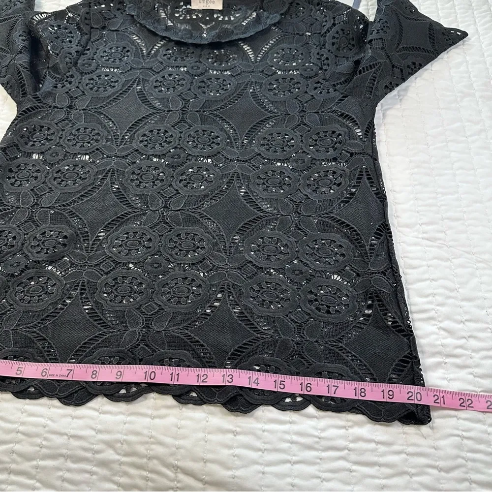 UMGEE Crochet Top Boho Hippie Black Size S-M Blouse Sheer Floral - Image 5