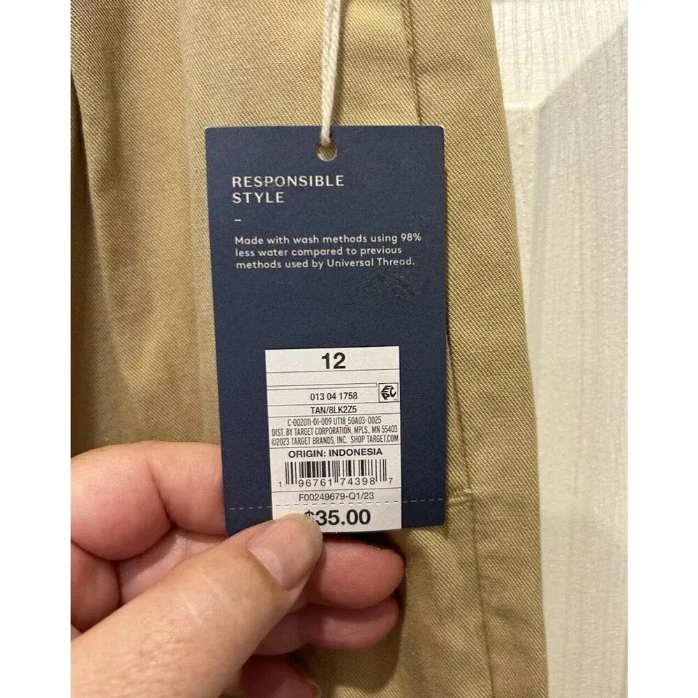 Universal Thread Lyocell High-Rise Loose Fit Pleated Chino Pants‎ Womens 12 NWT - Image 6