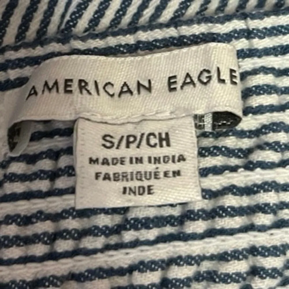 American Eagle Blue Striped Ruffle Elastic Waist Pull On Mini Skort Skirt Size S - Image 5