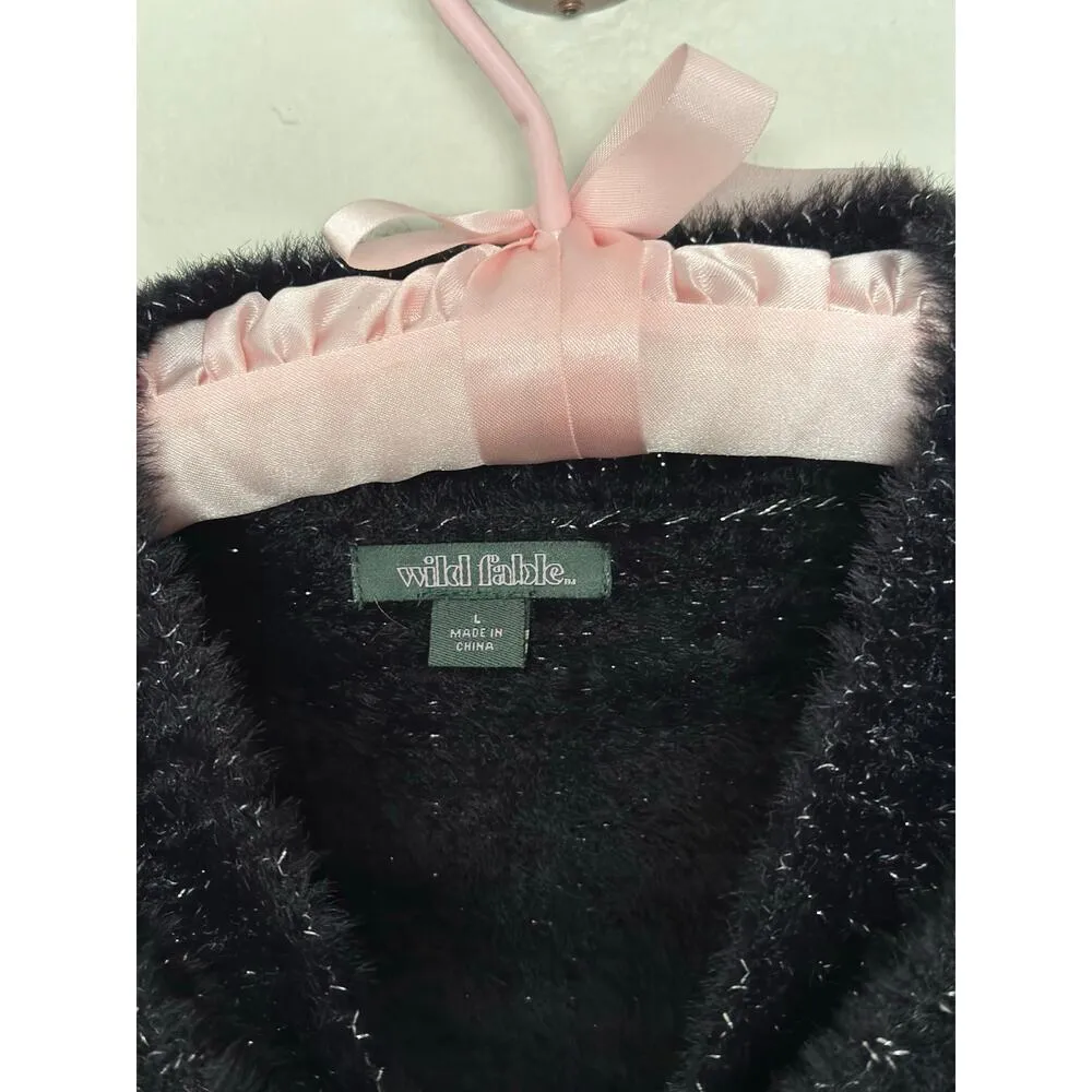 NWT Wild Fable Large black sparkle Nylon Knit Metallic sweater - Image 3