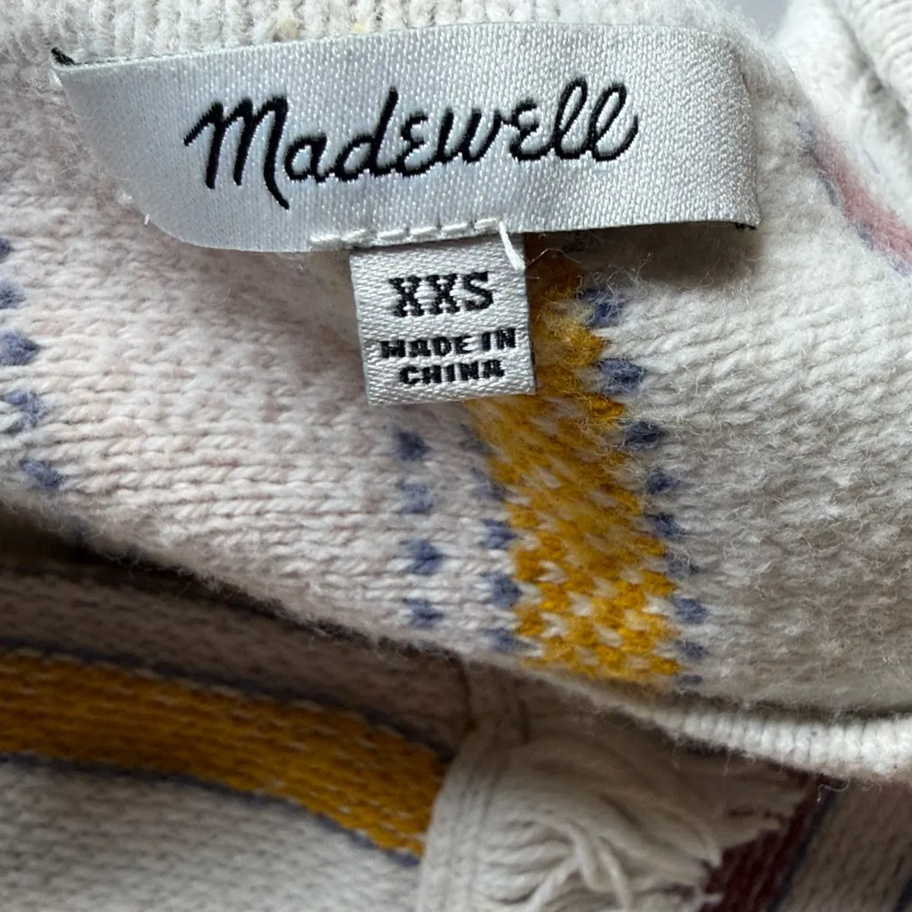 Madewell | Blakley Stripe Sweater fringe Tee Cotton Fringe Size xxs - Image 4