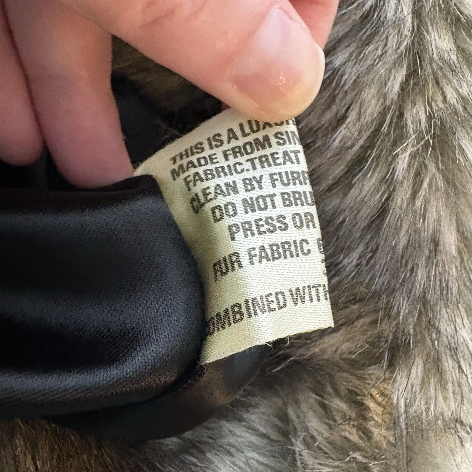 Vintage Faux Fur Brown Gray Real Leather Made In England No Size tag Womens Size L - Image 6