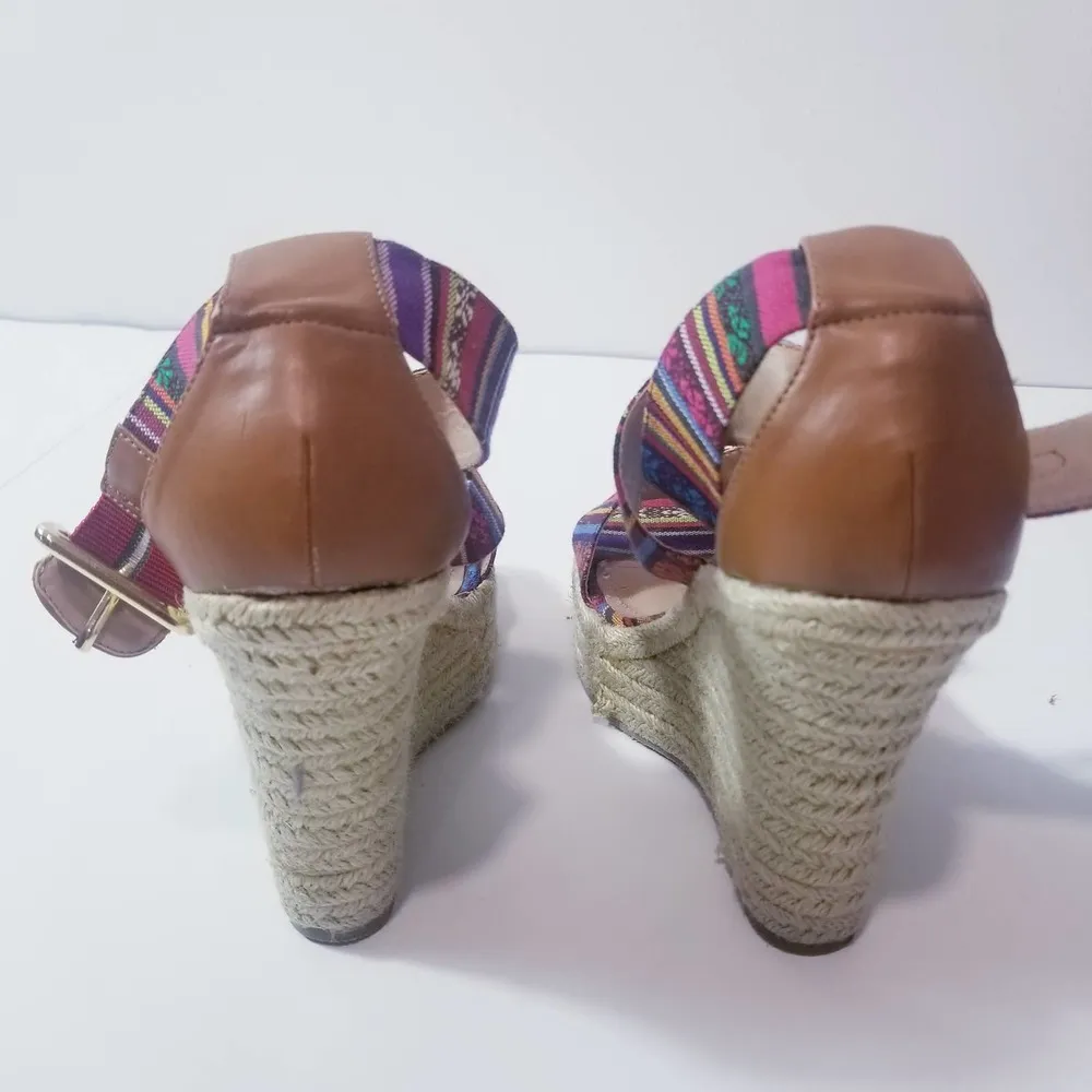 Steve Madden Multicolor Tribal Print Criss Cross Wedge Sandals - Image 11
