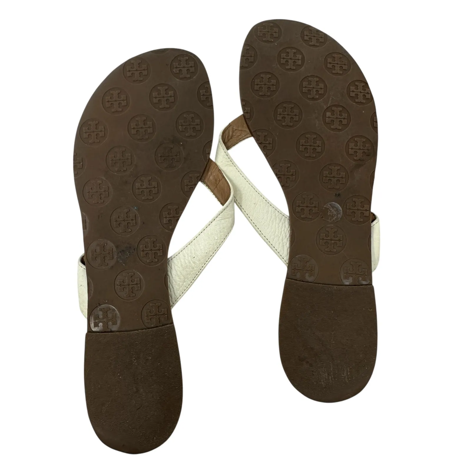 Tory Burch Thora Thong Sandals Flip Flops Patent Leather Ivory Gold Size‎ US 8 - Image 12
