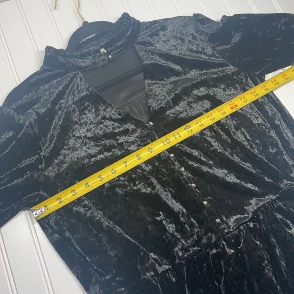 William Rast Womens Velvet Ramsey Choker Ruffled Neckline Peasant Top Size Large - Image 9