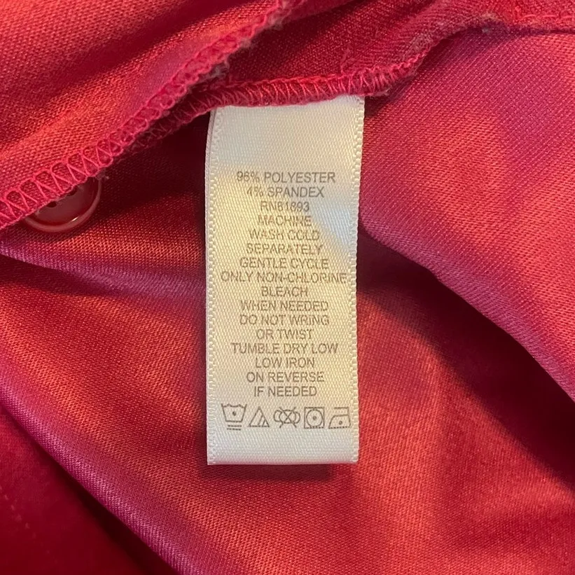 Denim & Co Women Tunic Top 2X Rose Red Long Length Flowy Button Front Lagenlook - Image 10