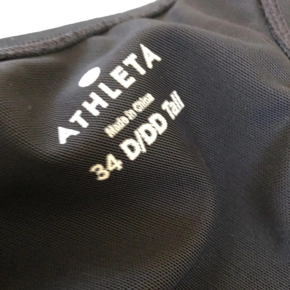 Athleta Twist Underwire Bra Cup Tankini Black 34D/DD Tall Halter Cut Out Back - Image 4