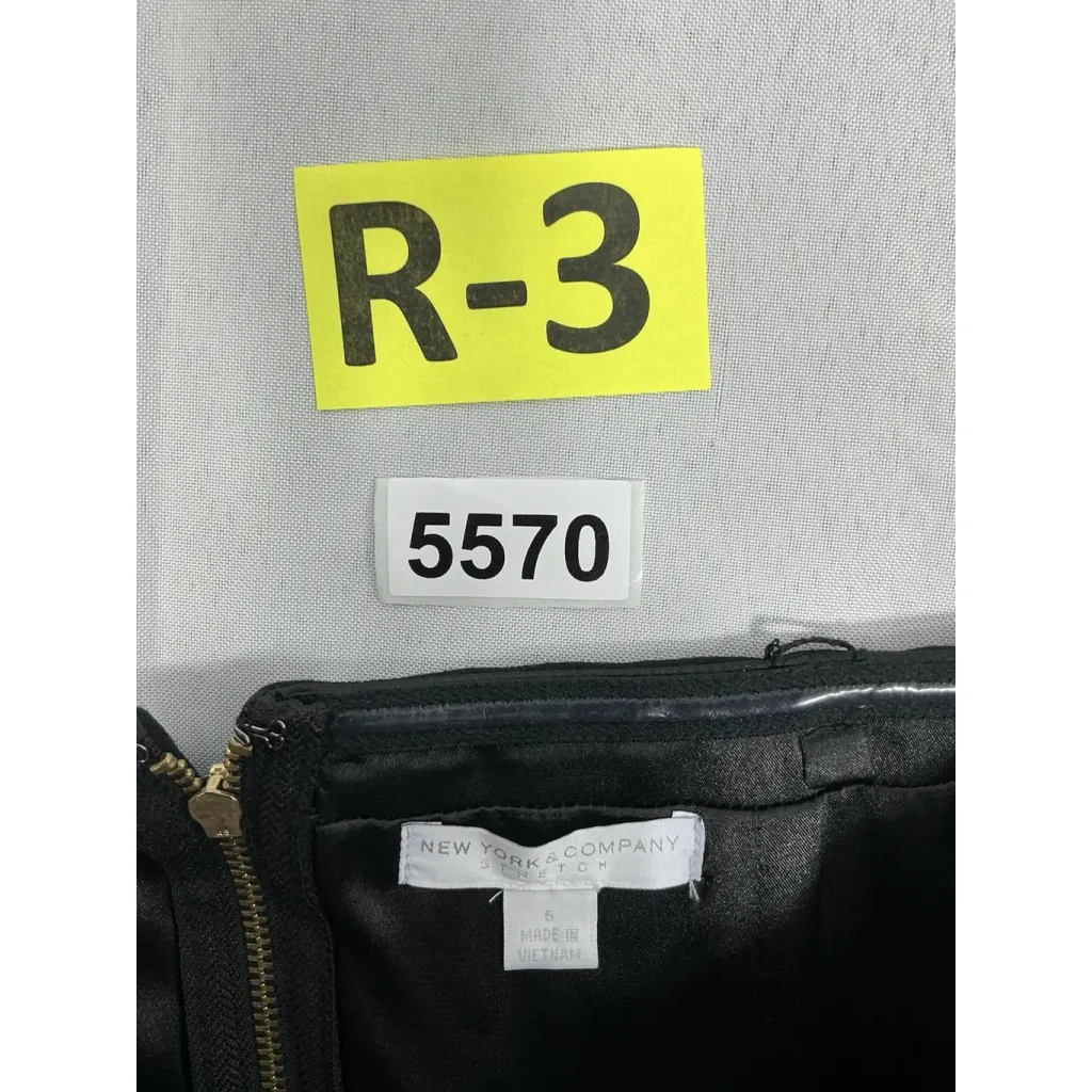 Womans NY & Co Stretch Strapless Mini Dress 6 Multicolor Back Zip Slit Black - Image 3