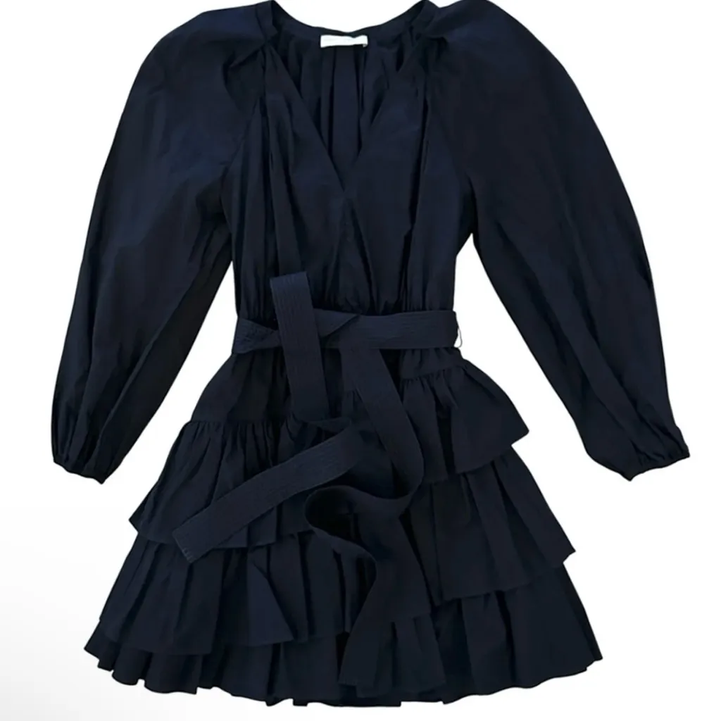 Ulla Johnson Miranda Puff-Sleeve Tiered Ruffle Mini Dress Size 0 In Midnight - Image 3