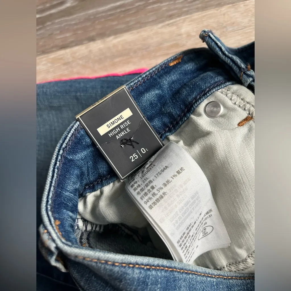 NWT Abercrombie & Fitch Simone High Rise Ankle Jean Hot Pink Stripe Sz 25 - Image 4