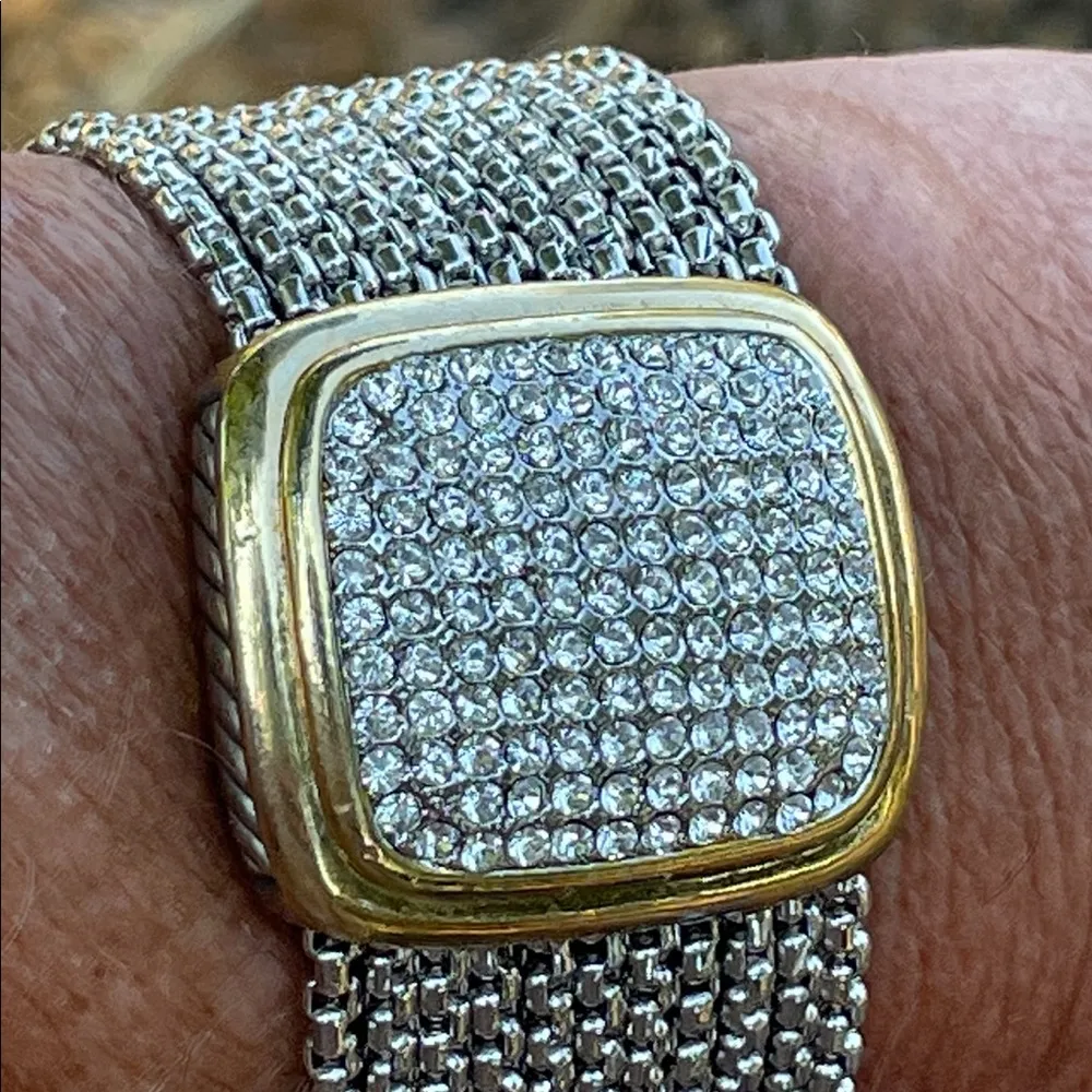 Two Tone Magnetic Rhinestone Bracelet - Image 2