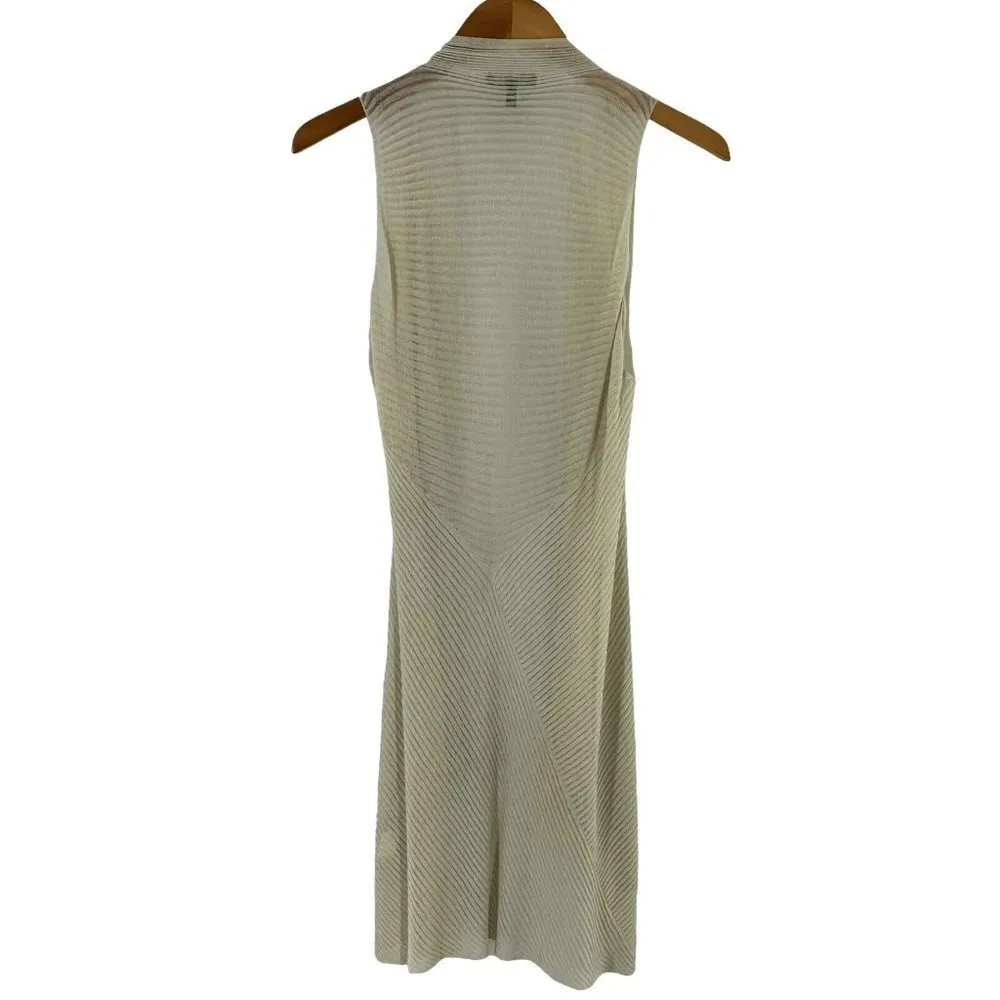 Eileen Fisher Cream Knit Sleeveless Draped Sweater Vest Size Medium Neutral - Image 5