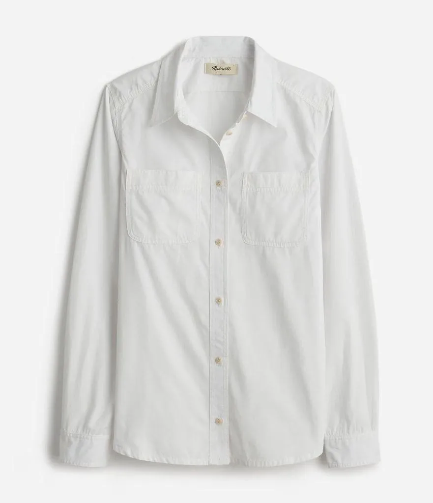 Madewell Denim Button-Up Shirt: Garment-Dyed Edition in Eyelet White, Size XS - Image 7