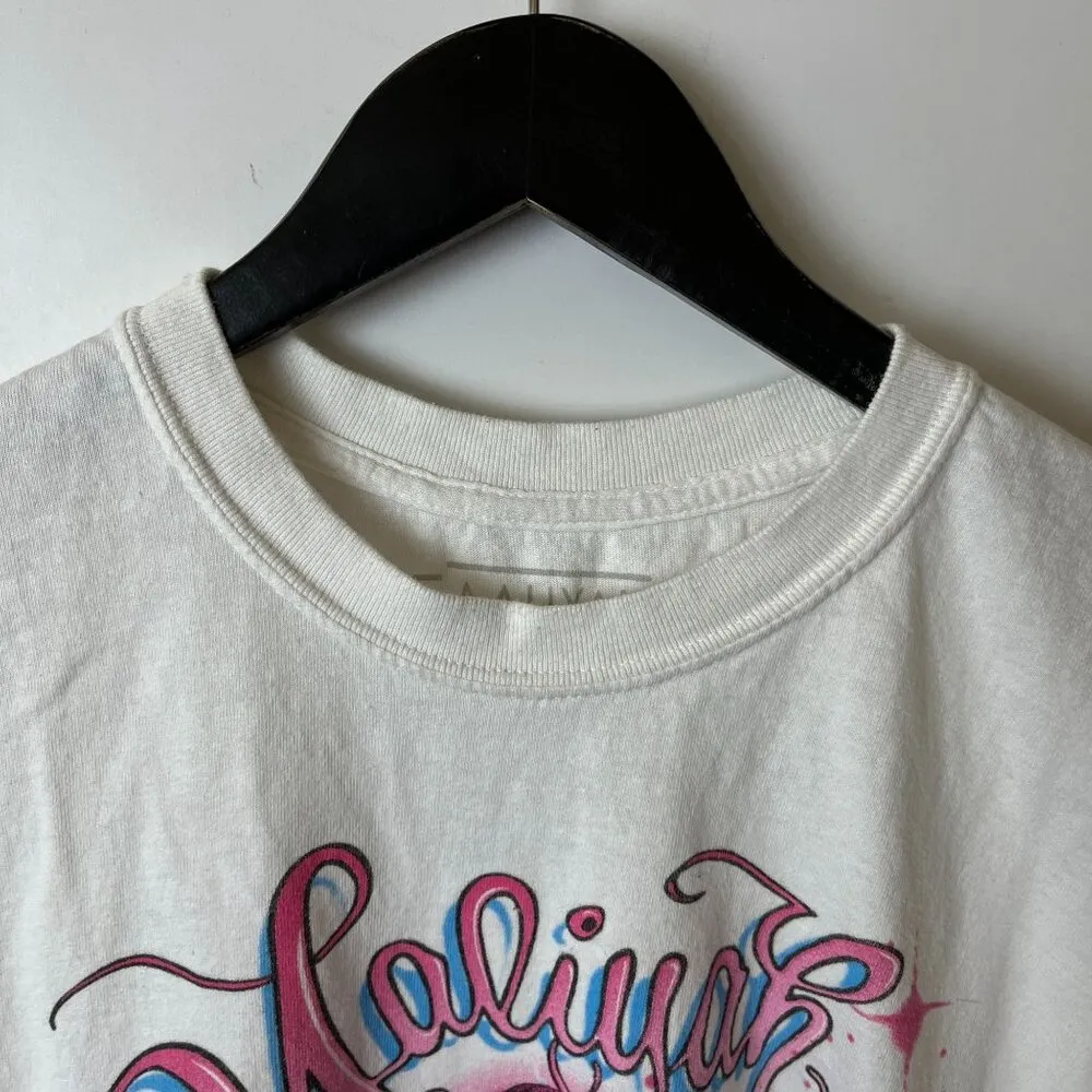 Aaliyah Rap Tee T Shirt White Large L Retro Girl Artist Music Graphic Solid Logo - Image 6