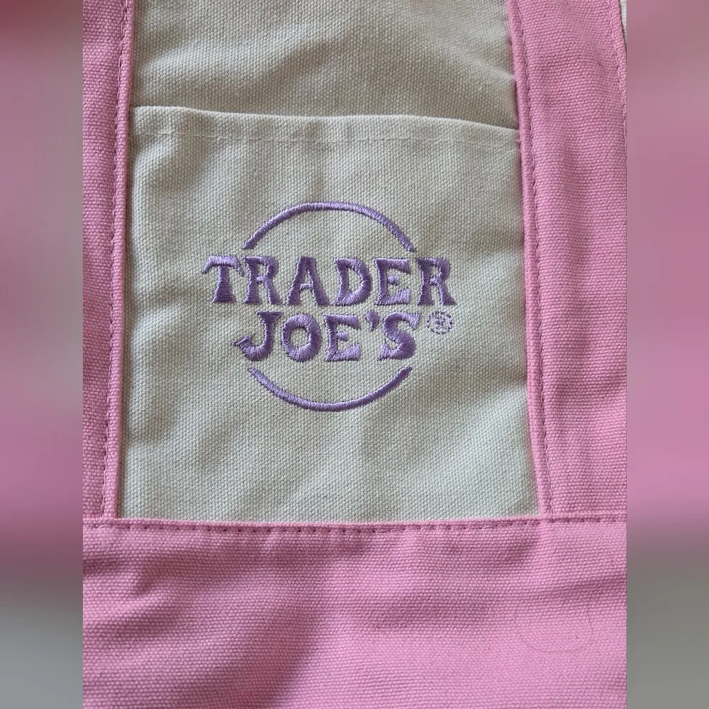 Trader Joes's Canvas Pastel Mini Pink Tote Bag 2025 - Image 3