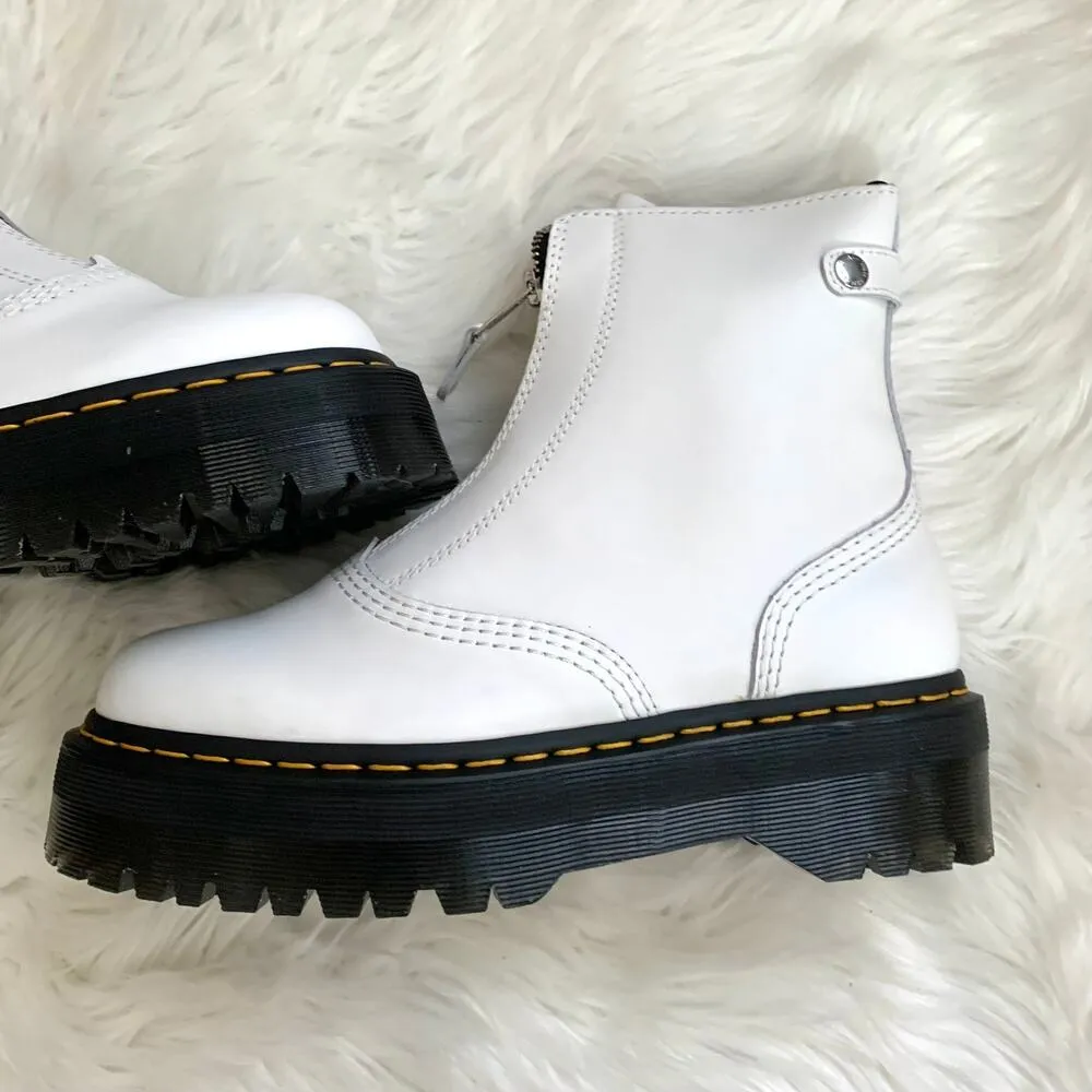 Dr. Martens Jetta Zipped Leather Platform Boot in White - Image 6