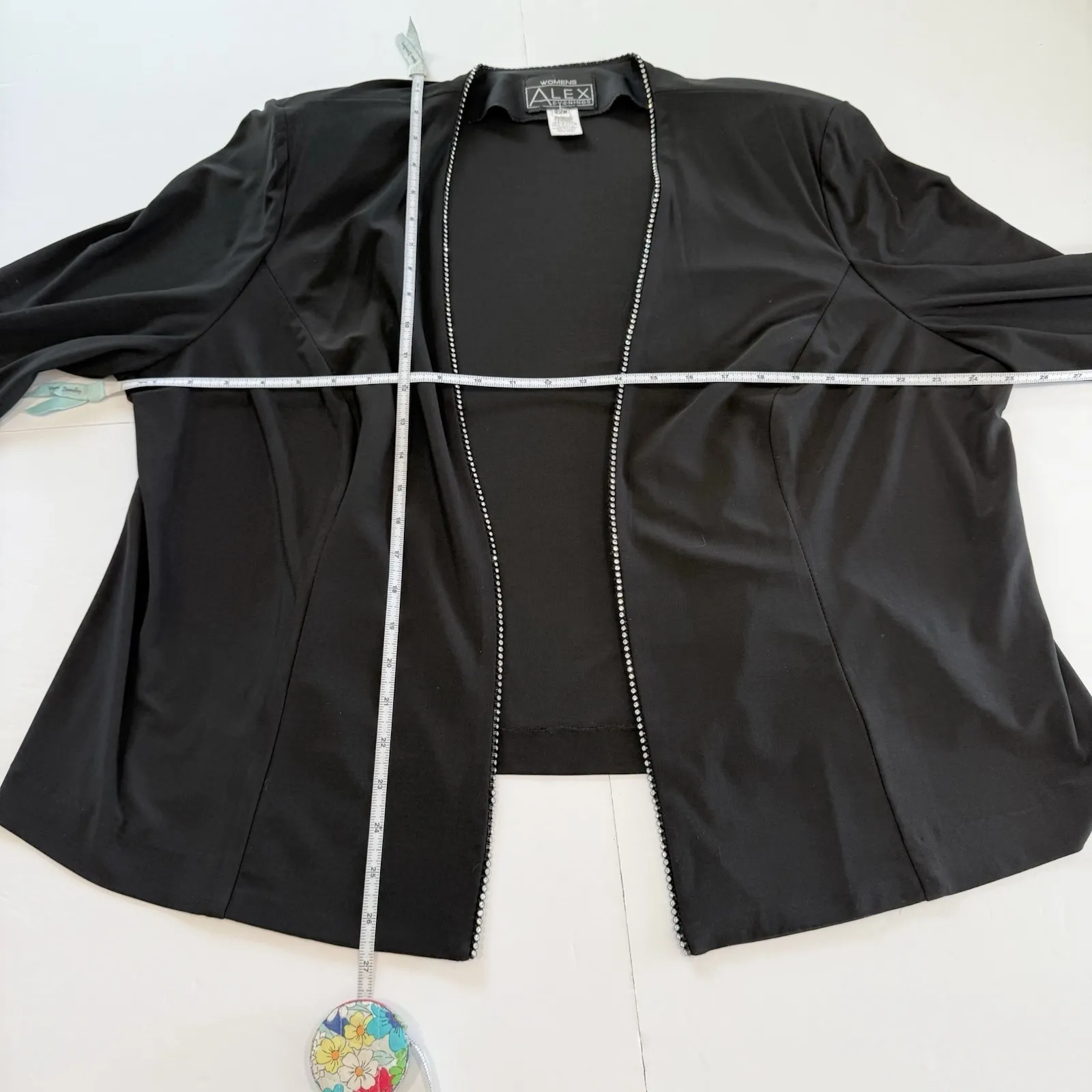 Alex Evenings Black Rhinestone Trim Two Piece Jacket Sleeveless Dress Set 22W - Image 8