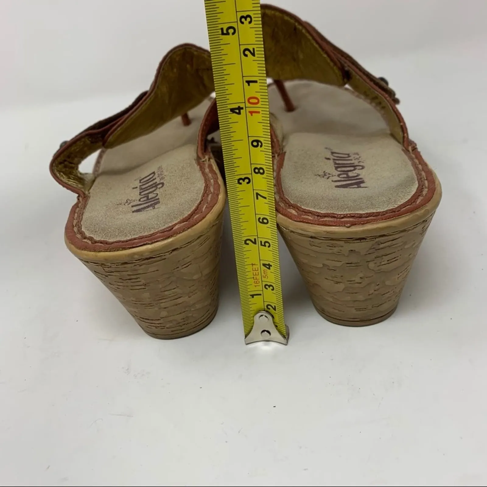 Alegria Cognac Brown Ring Wedge Thong Sandal 39 - Image 8