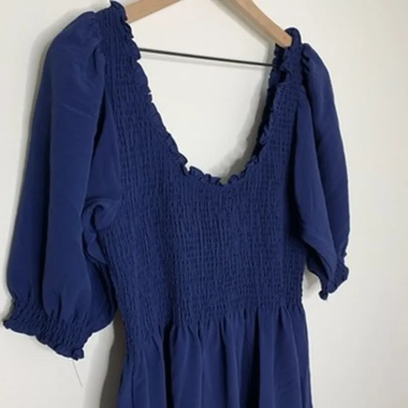 Hill House The Luisa Nap Blue Navy Crepe Dress Womens New Size XL - Image 15