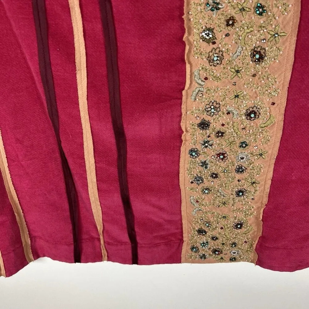 NWT Anthropologie Fei Velvet Embroidered Beaded Silk Blend Skirt Women’s Size 14 - Image 4