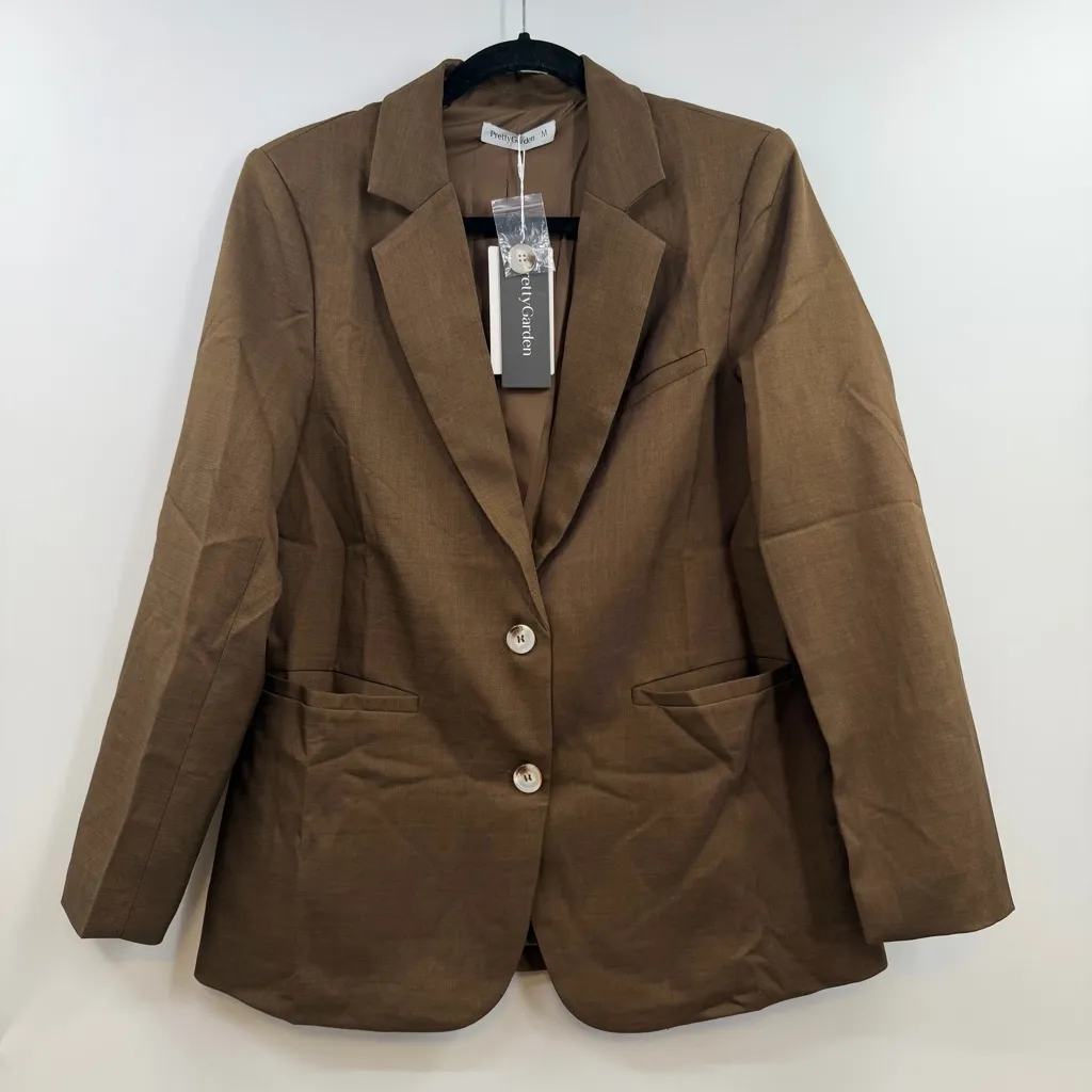 Pretty Garden Chocolate Brown Blazer Women’s M Classic suit Jacket NWT - Image 1