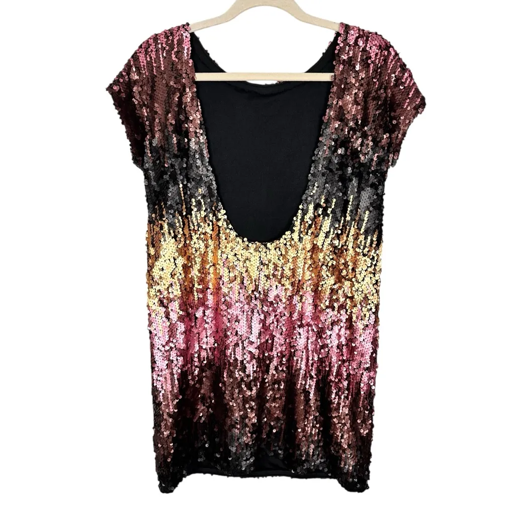 Tobi Shine Me Up Ombré Sequin Mini Backless Shift Dress Size Small - Image 6