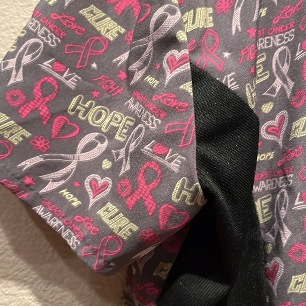 Scrubaid Women’s Tapered Fit Four Way stretch Scrubs Top Breast Cancer Awareness Gray Size L - Image 8