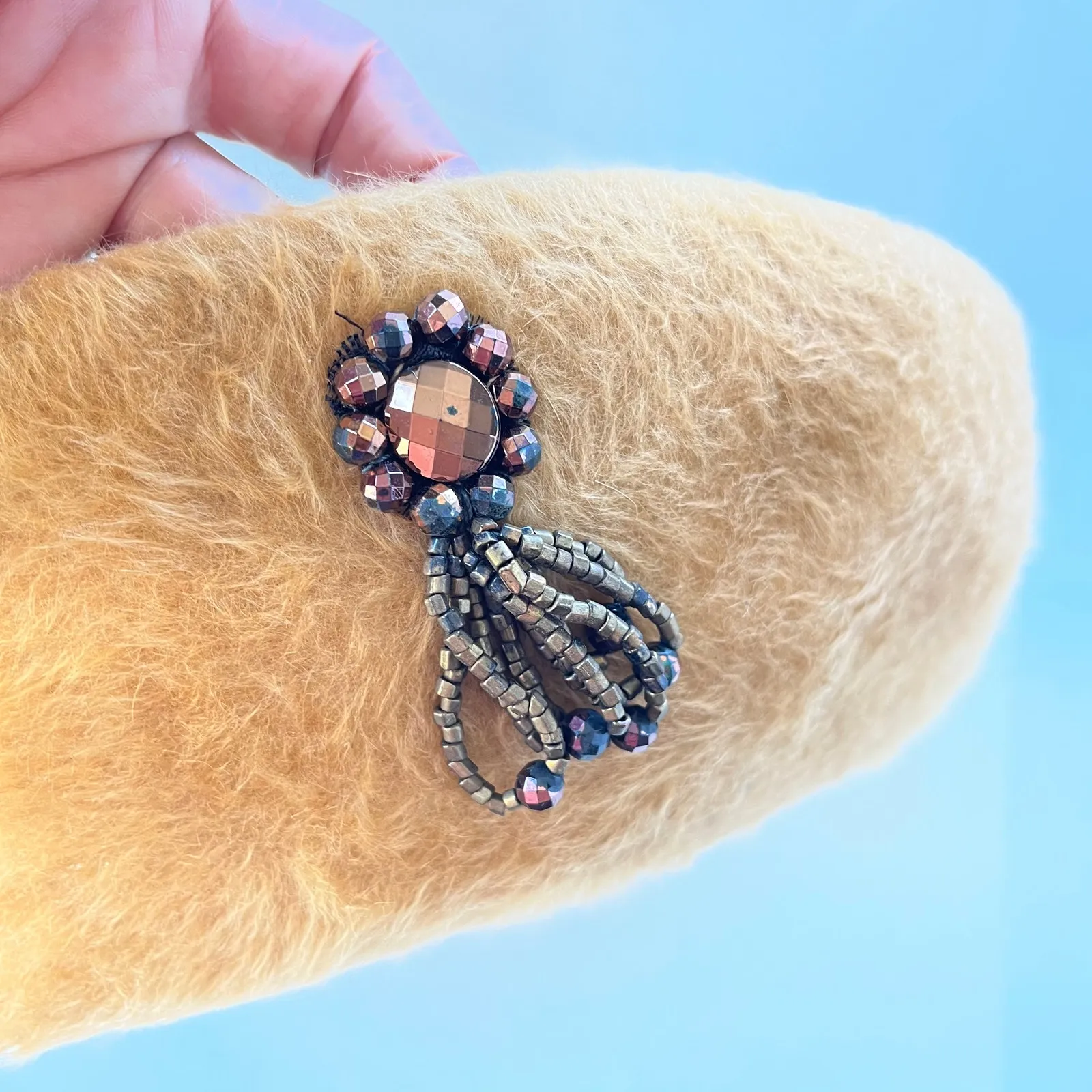 Vintage Jacques Heim Paris Fur Felt Hat Midcentury Mod 1960 Jackie O Retro Jewel Tan - Image 8