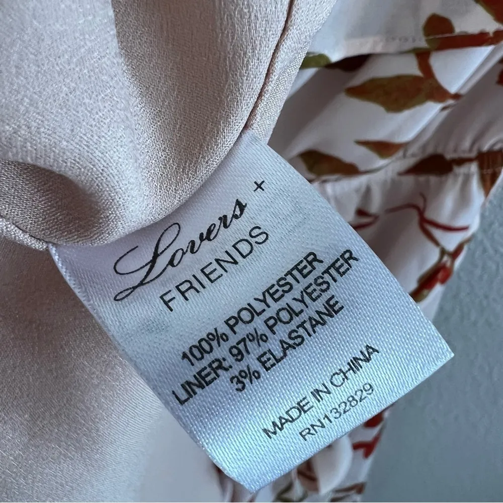 Lovers + Friends Peach Pink Floral Dress Smocked Neckline Small - Image 9