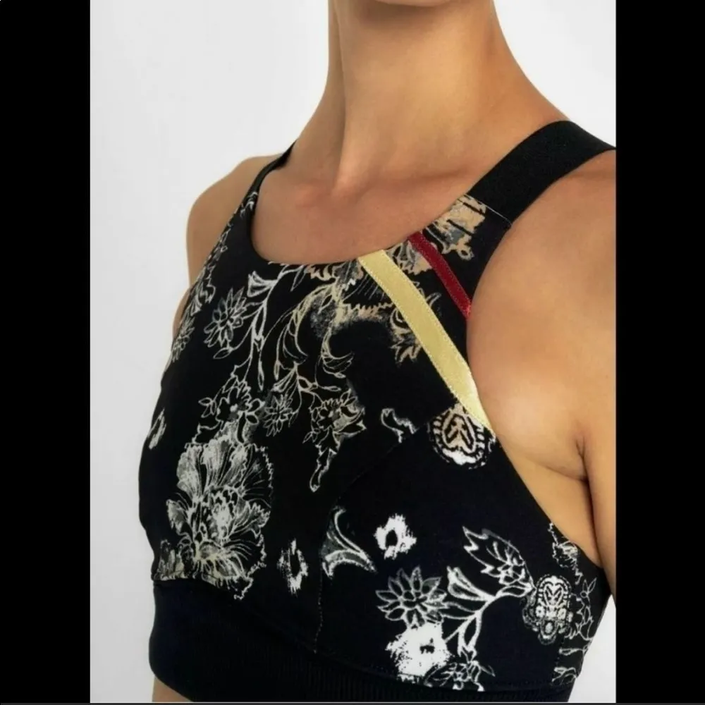 Free People Movement Freestyle Athletic Sports Bra: Black Floral Stripe - Image 5