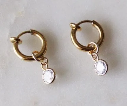 12mm Huggies With CZ Charms Gold - Image 5