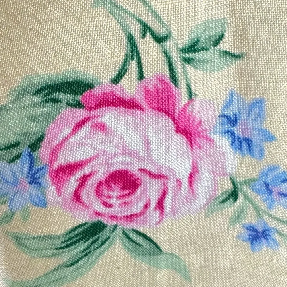 Vintage 90s Ralph Lauren Linen Top English Garden Shabby Chic Cottage Medium MP - Image 7