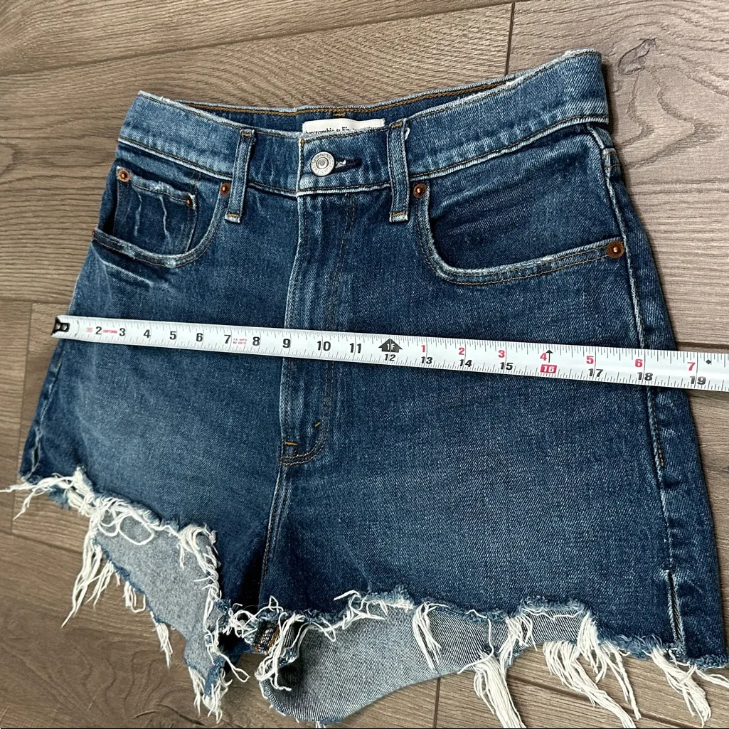 Abercrombie & Fitch The Mom High Rise Curve Love‎ Stretch Blue Jean Shorts 28 - Image 6