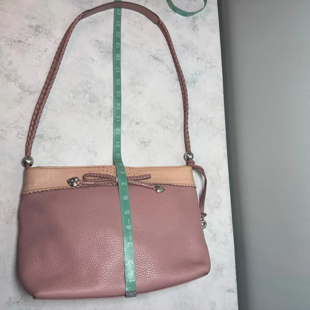 Y2K Brighton “Darlene” Shoulder Bag Pink Leather Silver Hearts - Image 13