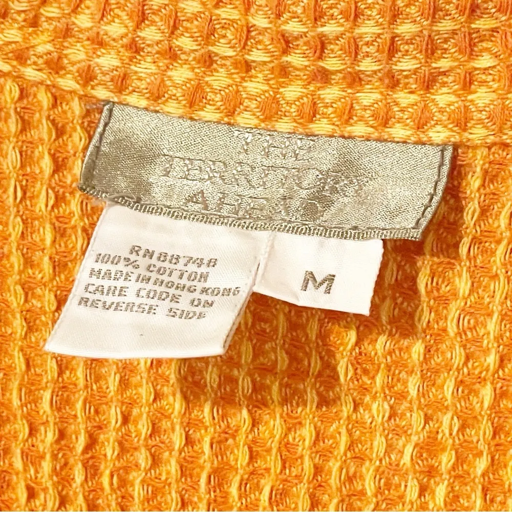 Territory Ahead Size Medium Orange Waflle Knit Sleeveless Button Front Collared - Image 3