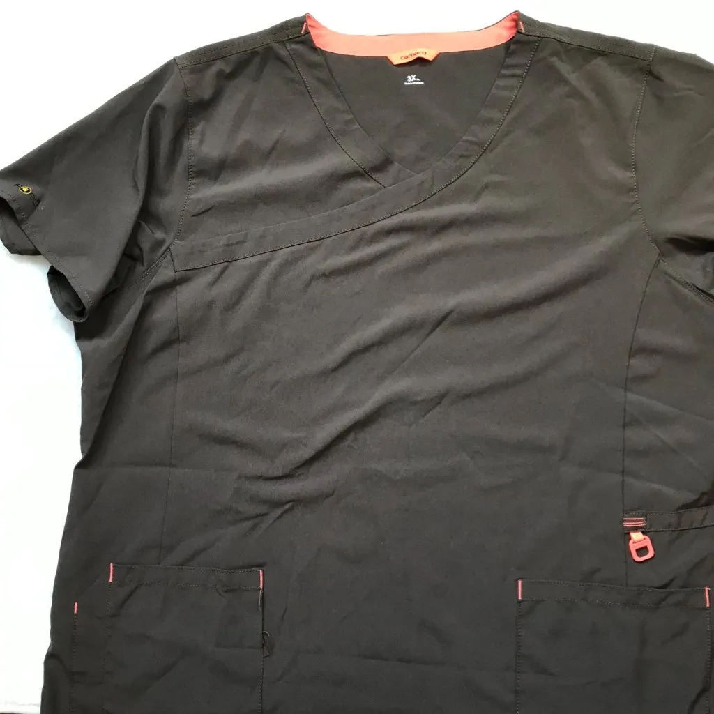 Carhartt Women's Brown Cross-Flex Media‎ Short Sleeve Scrub Top Plus Size 3XL - Image 6