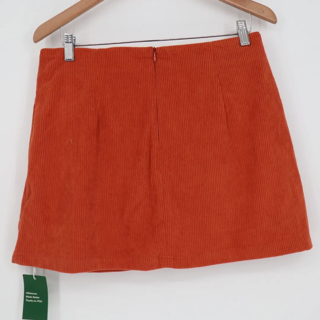 Halara Orange Corduroy A Line Skirt with Built in Shorts Size L - Image 8