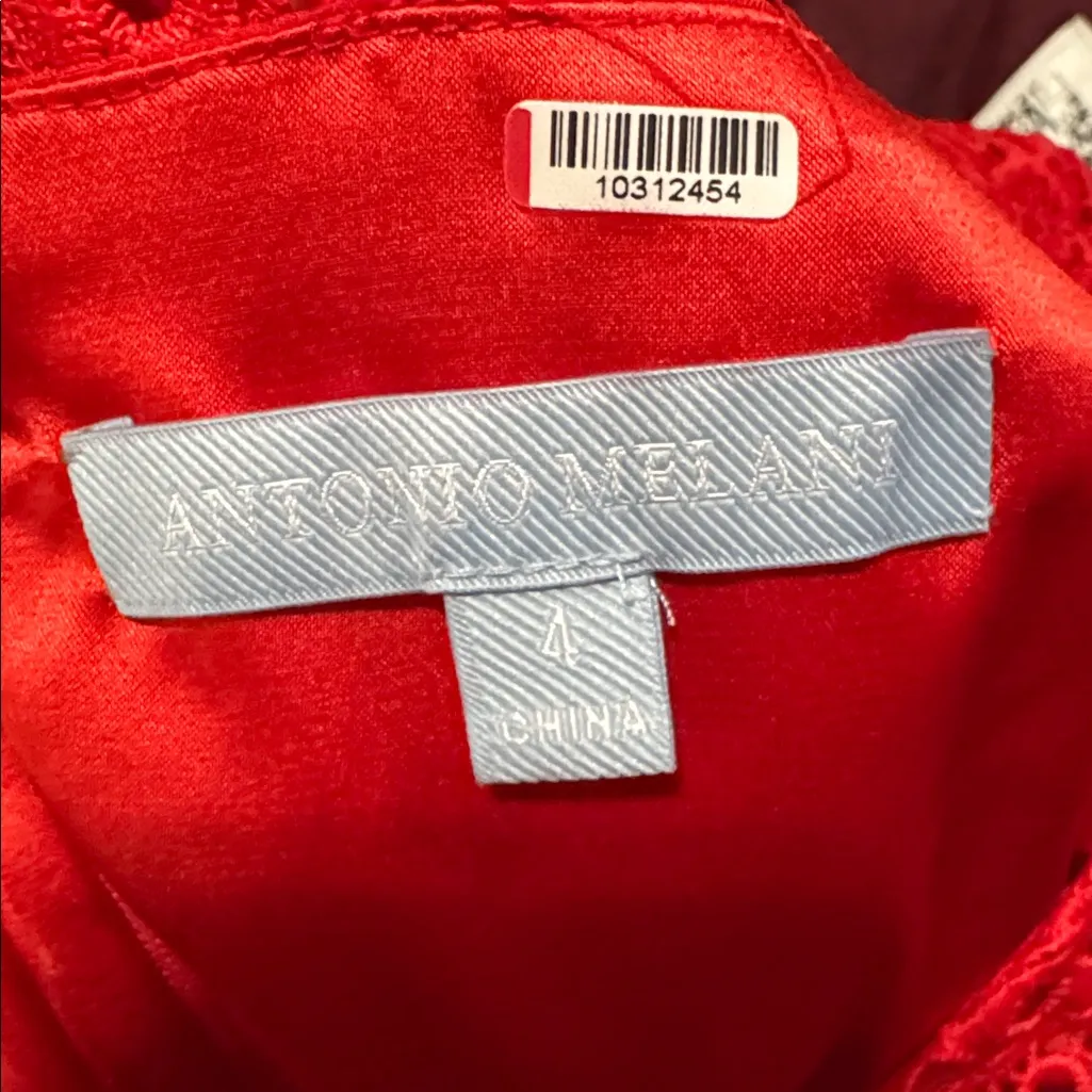 Antonio Melani Red Lace Sheath Dress Size 4 – Cocktail Wedding Guest Party - Image 9