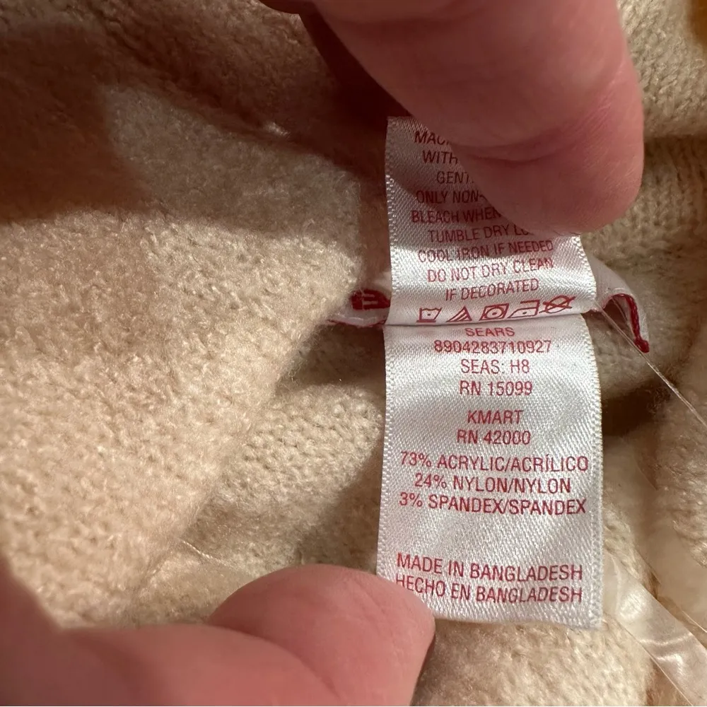 NEW Bongo Cropped Sweater L Blush Pink Faux Pearl Cowl Neck Cozy Pullover Y2K - Image 5