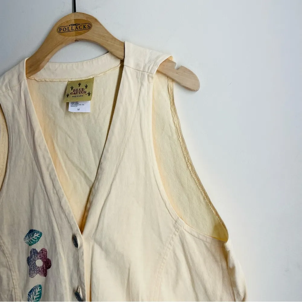 Blue Cactus Vintage Artsy Yellow Vest made in USA size M Size M - Image 5
