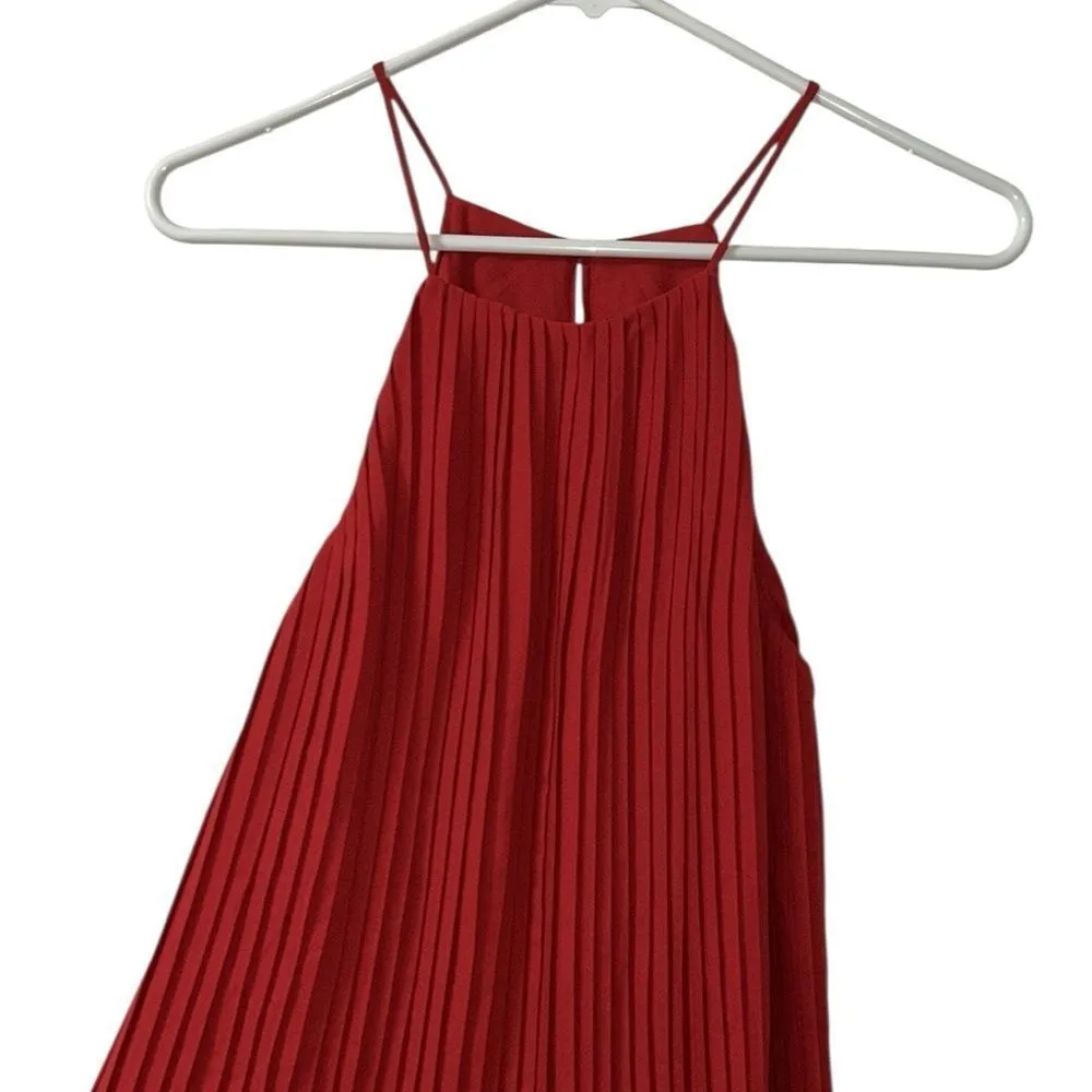 Zara Red Pleated Jumpsuit(Size Small) - Image 4