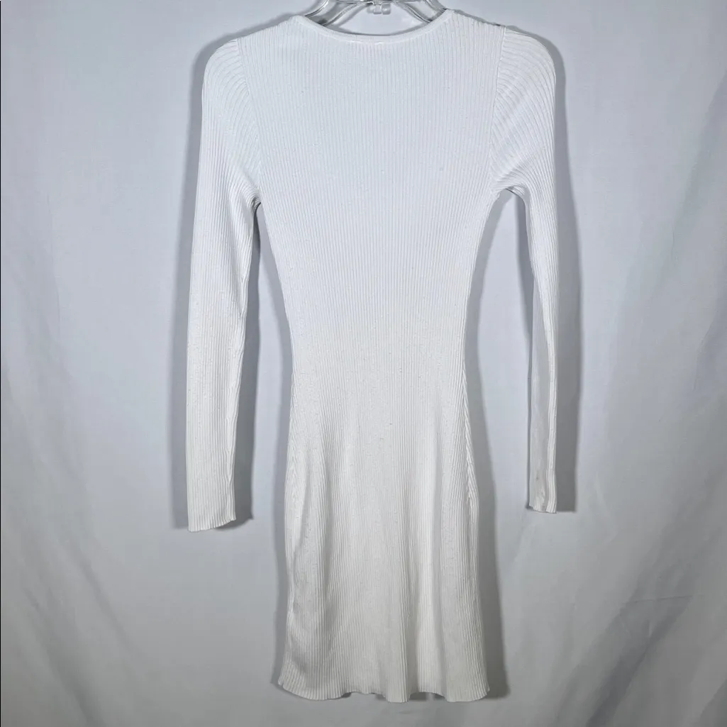 ABERCROMBIE & FITCH WOMENS WHITE CORSET KNIT MINI DRESS SMALL SCOOP NECK RIBBED - Image 5