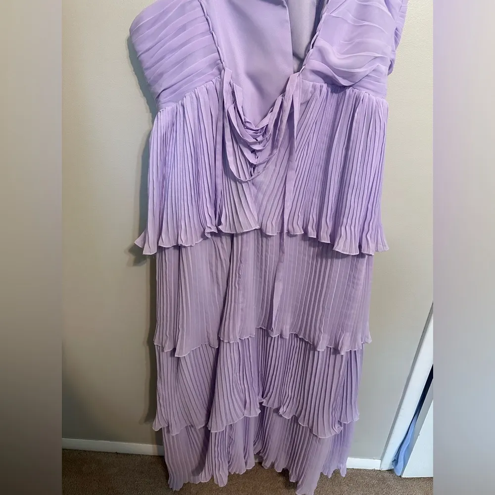 NWT Lavender Bridesmaid Ruffle Strapless Wedding Guest Dress Tiered Chiffon Size 18W - Image 4