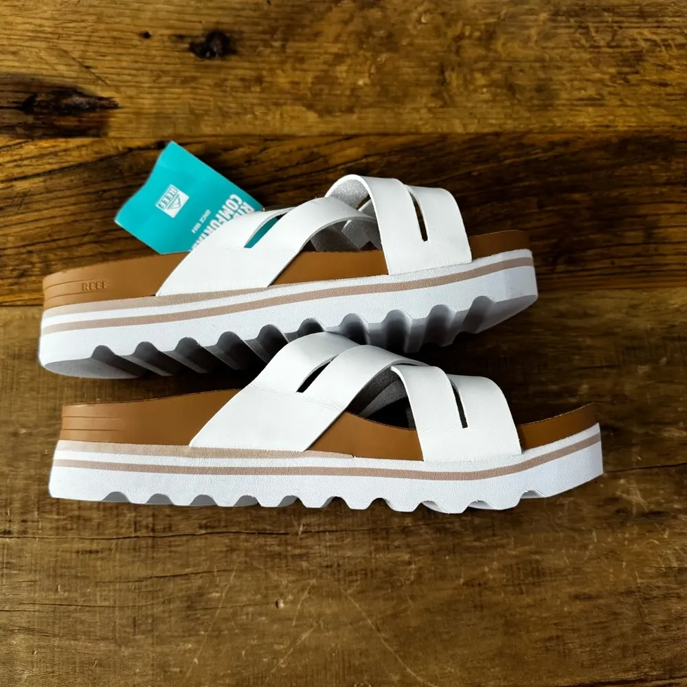 NEW Reef Cushion Hi Bloom Slides ~White ~ 9 - Image 12